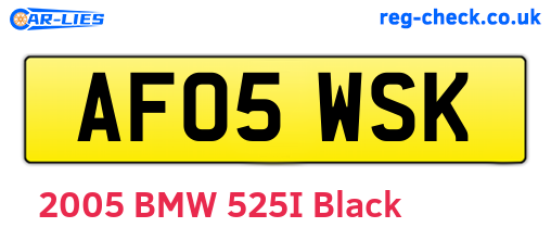 AF05WSK are the vehicle registration plates.