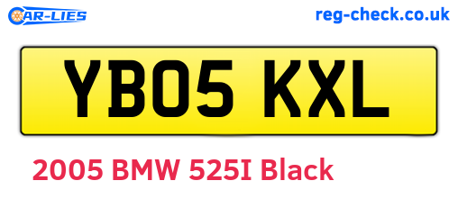 YB05KXL are the vehicle registration plates.