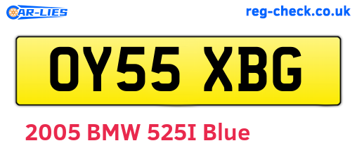 OY55XBG are the vehicle registration plates.