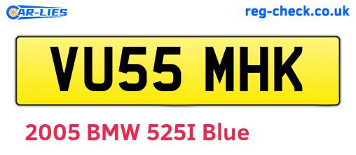 VU55MHK are the vehicle registration plates.