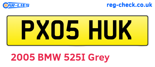 PX05HUK are the vehicle registration plates.