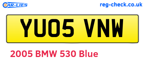 YU05VNW are the vehicle registration plates.