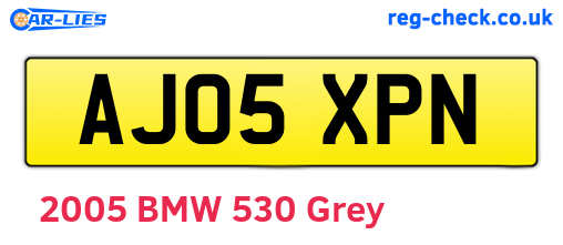 AJ05XPN are the vehicle registration plates.