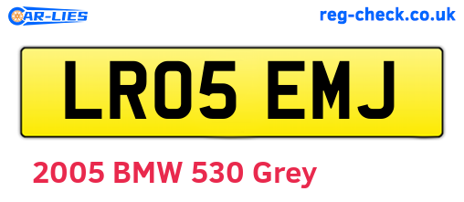 LR05EMJ are the vehicle registration plates.