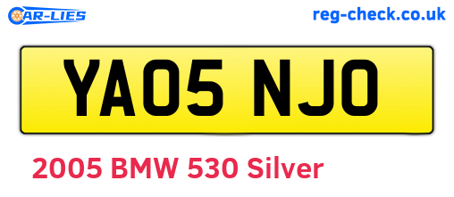 YA05NJO are the vehicle registration plates.