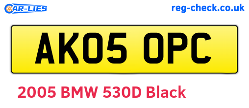 AK05OPC are the vehicle registration plates.
