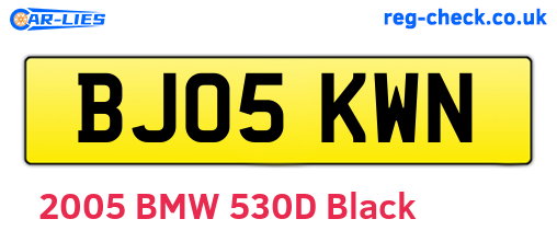 BJ05KWN are the vehicle registration plates.