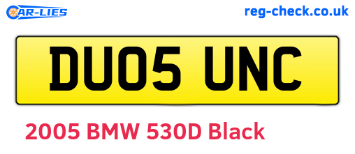 DU05UNC are the vehicle registration plates.