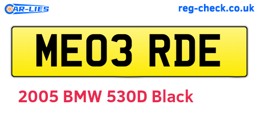 ME03RDE are the vehicle registration plates.