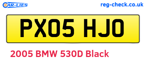 PX05HJO are the vehicle registration plates.