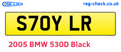 S70YLR are the vehicle registration plates.