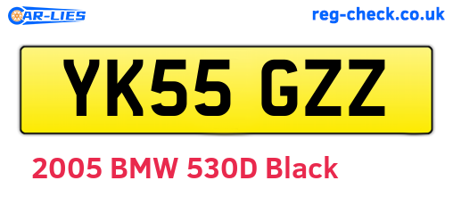 YK55GZZ are the vehicle registration plates.