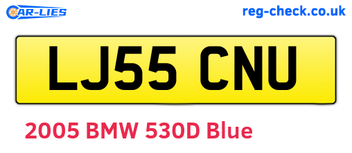 LJ55CNU are the vehicle registration plates.