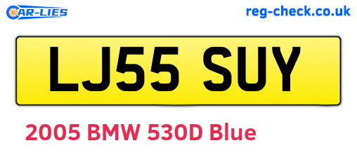 LJ55SUY are the vehicle registration plates.