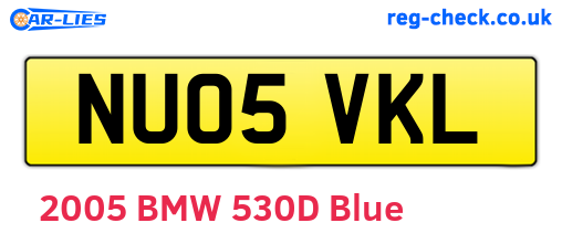 NU05VKL are the vehicle registration plates.