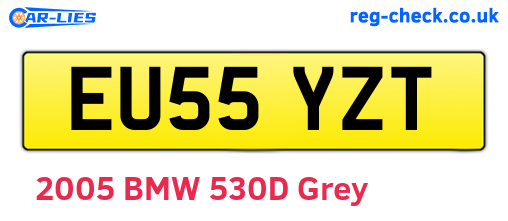 EU55YZT are the vehicle registration plates.