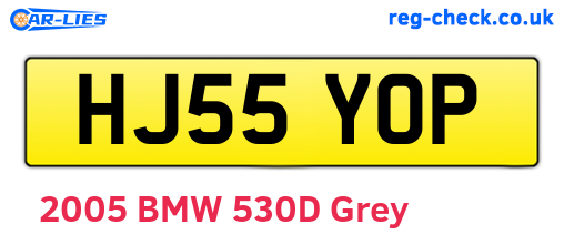 HJ55YOP are the vehicle registration plates.
