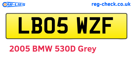 LB05WZF are the vehicle registration plates.