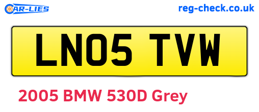 LN05TVW are the vehicle registration plates.