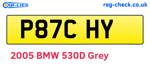 P87CHY are the vehicle registration plates.