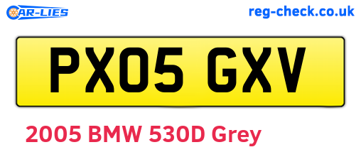 PX05GXV are the vehicle registration plates.