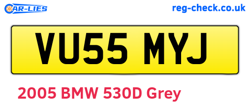 VU55MYJ are the vehicle registration plates.