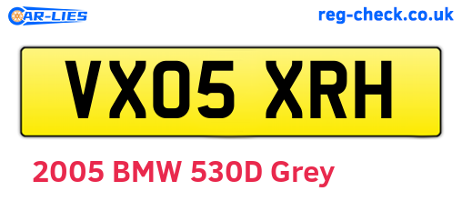 VX05XRH are the vehicle registration plates.