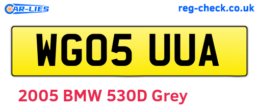 WG05UUA are the vehicle registration plates.