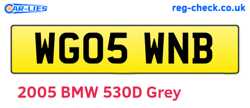 WG05WNB are the vehicle registration plates.