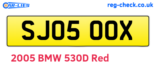 SJ05OOX are the vehicle registration plates.