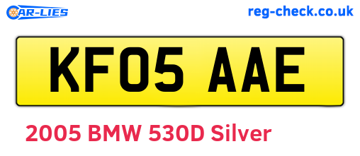 KF05AAE are the vehicle registration plates.