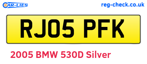 RJ05PFK are the vehicle registration plates.