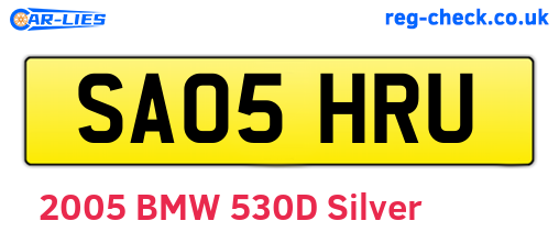 SA05HRU are the vehicle registration plates.