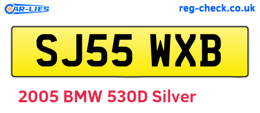SJ55WXB are the vehicle registration plates.