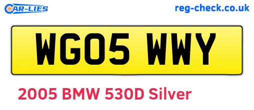 WG05WWY are the vehicle registration plates.