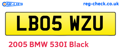 LB05WZU are the vehicle registration plates.