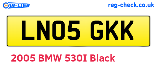 LN05GKK are the vehicle registration plates.