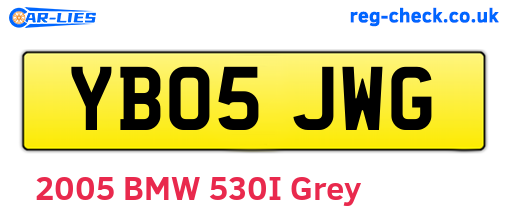 YB05JWG are the vehicle registration plates.