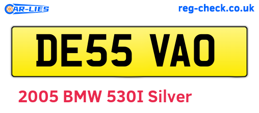DE55VAO are the vehicle registration plates.