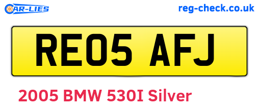 RE05AFJ are the vehicle registration plates.