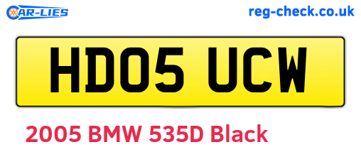 HD05UCW are the vehicle registration plates.