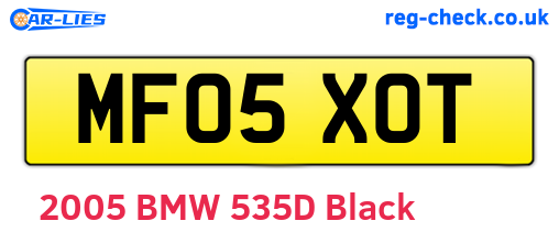 MF05XOT are the vehicle registration plates.