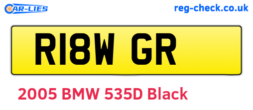 R18WGR are the vehicle registration plates.