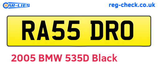 RA55DRO are the vehicle registration plates.