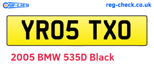 YR05TXO are the vehicle registration plates.