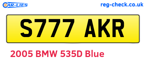 S777AKR are the vehicle registration plates.