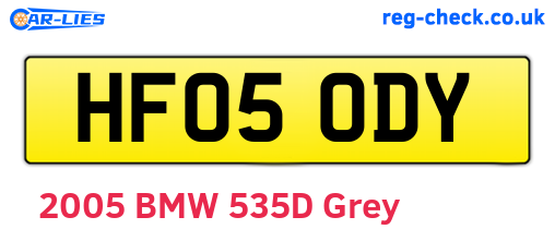 HF05ODY are the vehicle registration plates.