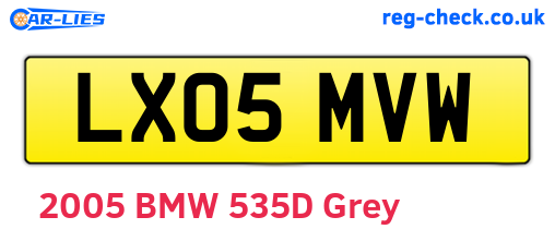 LX05MVW are the vehicle registration plates.
