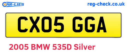CX05GGA are the vehicle registration plates.