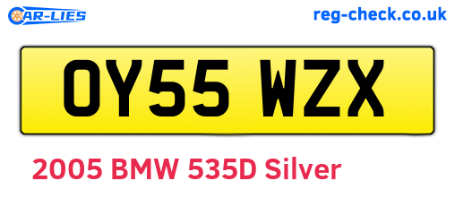 OY55WZX are the vehicle registration plates.